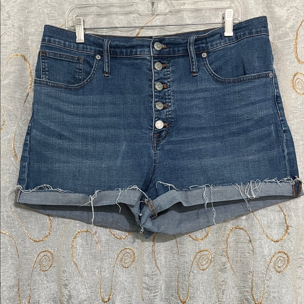 Madewell Blue Jean Shorts with Frayed Hem